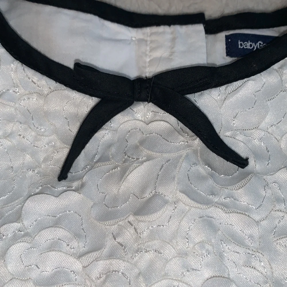 GAP Kids White Floral Dress with Black bow and Trim details